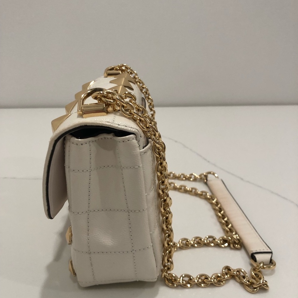 Michael Kors Cream and Gold Studded Crossbody Bag - Picture 3 of 7